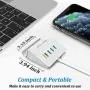 USB Quick Charger Multiple USB Desktop Charging Station 4-Port QC 3.0 Fast Charger for iPhone 11 Pro XS XR X 8 7 Plus SE,iPad Air Mini Pro,Samsung S10 S9 S8,Note 20 10 9,LG,HTC,Nexus,Pixel and More