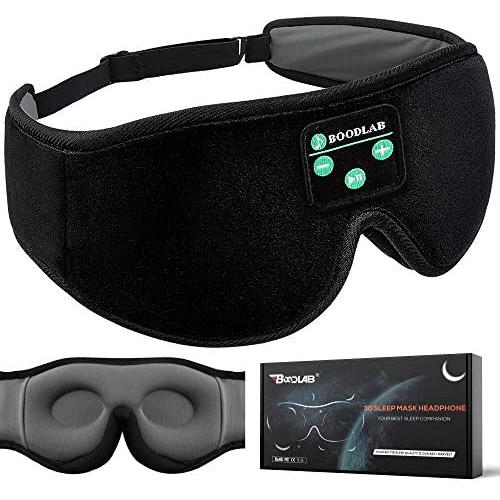 Boodlab Sleep Headphones Bluetooth Sleep Mask, 3D Sleep Eye Mask with Ultra-Thin HD Stereo Speakers Washable Adjustable for Sleeping Side Sleepers, Air Travel,Yoga,Meditation,Holiday