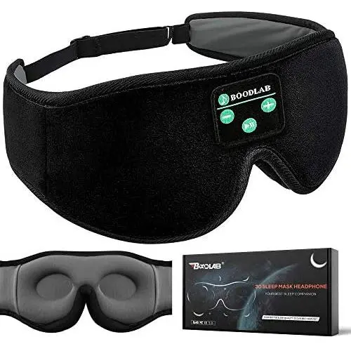Boodlab Sleep Headphones Bluetooth Sleep Mask, 3D Sleep Eye Mask with Ultra-Thin HD Stereo Speakers Washable Adjustable for Sleeping Side Sleepers, Air Travel,Yoga,Meditation,Holiday