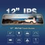 WOLFBOX 12'' 2.5K Mirror Dash Cam with Full Touch Screen, Front and Rear Dual Dash Camera for Cars, Waterproof Backup Camera Rear View Mirror Camera, Sony Sensor, Night Vision, Parking Assistance, GPS