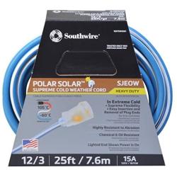 Southwire 1637SW0061 12/3 25-Foot SJEOW Supreme Extension Cord, Blue/White
