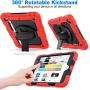 SEYMAC stock Case for iPad Mini 5 Case, Shock-Proof [Full-Body] Case with 360 Rotating Stand [Pencil Holder] [Screen Protector] Hand Strap for Mini 5th/4th Generation (Black+Red)