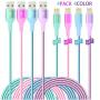 Lightning Cable 4Pack(6/6/6/6ft) 4Colors iPhone Charger MFi Certified Nylon Braided Long Fast USB Cord Compatible for iPhone11 11Pro MAX Xs XR X 8 7 6S 6 Plus SE 5S 5C(Green Purple Pink Blue)