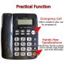 JeKaVis J-P50 Desk Corded Landline Phone for Small Business and Home, 40dB Amplified Ringer for Seniors Elderly Support Hands-Free Calling, SOS Emergency Speed Dial (Black)