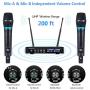 Kithouse S9 UHF Rechargeable Wireless Microphone System Karaoke Microphone Wireless Mic Cordless Dual with Bluetooth Receiver Box + Volume Control ECHO for Karaoke Singing Speech Meeting Church, 200FT