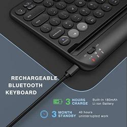 Multi-device Bluetooth keyboard, Jelly Comb Rechargeable Wireless Bluetooth Keyboard Switch to 2 Devices for Cellphone, Tablet, PC, Smart TV, Macbook iOS Android Windows-B046 (Black)