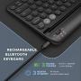 Multi-device Bluetooth keyboard, Jelly Comb Rechargeable Wireless Bluetooth Keyboard Switch to 2 Devices for Cellphone, Tablet, PC, Smart TV, Macbook iOS Android Windows-B046 (Black)