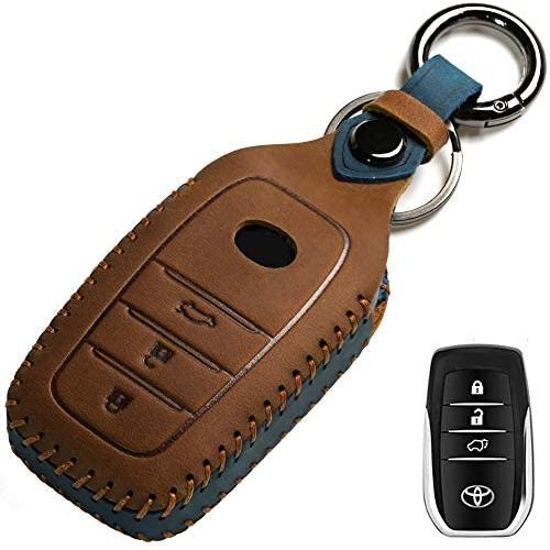 Dedicated Car Key Fob Cover, Suit for Keyless Control for 2017-2020 RAV4 Camry Corolla C-HR Highlander Tacoma Highlander 4Runner Tundra Prius etc (B Style, Brow）