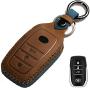 Dedicated Car Key Fob Cover, Suit for Keyless Control for 2017-2020 RAV4 Camry Corolla C-HR Highlander Tacoma Highlander 4Runner Tundra Prius etc (B Style, Brow）