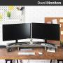 J JACKCUBE DESIGN Rustic Wood Dual Monitor Stand with Adjustable Angle Riser 2 Monitors Office Desk Organizer Computer Table top Screen Shelf for PC TV Laptop - MK547A