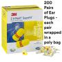 3M Ear Plugs, 200 Pairs/Box, E-A-Rsoft SuperFit 312-1256, Uncorded, Disposable, Foam, NRR 33, Drilling, Grinding, Machining, Sawing, Sanding, Welding, 1 Pair/Poly Bag