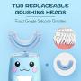 Automatic Electric Toothbrush Kids with U Shaped Brushes, Autobrush Toothbrush Soft Silica Gel Brush Head, 6 Gear Speed, U Type Whitening Toothbrush, Aged 2-8 (Blue)