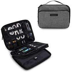 BAGSMART 3-Layer Travel Electronics Cable Organizer with Bag for 7.9'' Tablet, iPad Mini, Hard Drives, Cables, Charger, Kindle, Grey