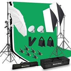 MOUNTDOG Photography Lighting Kit,6.6X 10ft Backdrop Stand System and 900W 6400K LED Bulbs Softbox and Umbrellas Continuous Lighting Kit for Photo Video Shooting,etc.