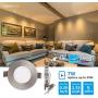 TORCHSTAR Premium 7W 3-Inch Ultra-Thin LED Recessed Light with J Box, 3000K Warm White, Dimmable Slim Panel Downlight, 400lm, ETL & Energy Star, 5 Years Warranty, Satin Nickel Finish, Pack of 6