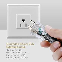 SIMBR 50 FT 14/3 Extension Cord Outdoor/Indoor, Heavy Duty Electrical Cord with Lighted 3 Outlets, 3 Prong, 15 Amps, UL Listed, SJTW, Black- Power Your Household, Garden and Farm Electric Appliances