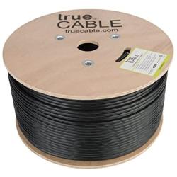 trueCABLE Cat6 Direct Burial, 1000ft, Waterproof, Outdoor Rated CMX, Black, 23AWG Solid Bare Copper, 550MHz, ETL Listed, Unshielded UTP, Bulk Ethernet Cable