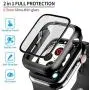 FLOVEME Protective Case with Glass for Apple Watch Series 6 5 4 SE 44mm Screen Protector 2 Pack Tempered Glass Hard PC Bumper Cover Compatible with Apple Watch Screen Protector 44mm - Case for iWatch