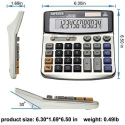 XINPENGFA Office Calculator, Solar and Battery Dual Power, Metal Surface 12 Digit Calculators Large Display Big LCD,and Large Button