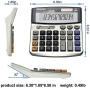 XINPENGFA Office Calculator, Solar and Battery Dual Power, Metal Surface 12 Digit Display Big LCD and Large Button（Pack of 2）