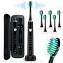Proalpha Electric Toothbrush for Adults Rechargeable Sonic Electric Toothbrushes with Travel Case,6 Soft Replacement Bristle Heads 2 Mins Smart Timer Toothbrush Black