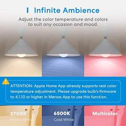 Smart Light Bulb, meross Smart WiFi LED Bulbs Compatible with Apple HomeKit, Siri, Alexa, Google Assistant and SmartThings, Dimmable E26 Multicolor 2700K-6500K RGB, 810 Lumens 60W Equivalent, 1 Pack