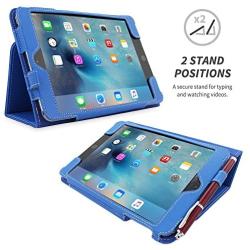 Snugg iPad Mini 5 (2019) & iPad Mini 4 (2015) Leather Case, Flip Stand Cover - Electric Blue