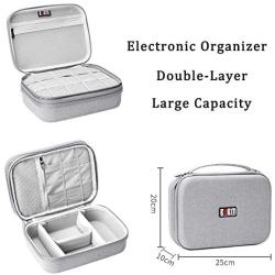 BUBM Electronic Organizer, Hard Shell Travel Gadget Case with Handle for Cables, USB Drives, Power Bank and More, Fit for iPad Mini