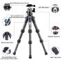 SIRUI Mini Tripod AM-223 ProfiLegs Carbon Fiber Travel Compact Lightweight Tripod with B-00K Ball Head (AM-223+B00K)