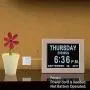 【Upgraded】 Digital Calendar Alarm Day Clock - with 8'' Large Screen Display, am pm, 5 Alarm, for Extra Large Impaired Vision People, The Aged Seniors, The Dementia, for Desk, Wall Mounted, White