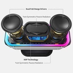 DOSS SoundBox Pro+ Wireless Bluetooth Speaker with 24W Impressive Sound, Booming Bass, Wireless Stereo Pairing, Mixed Colors Lights, IPX5 Waterproof, 15 Hrs Battery Life, 66 ft Bluetooth Range -Grey