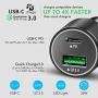 USB C Car Charger, Total 36W Dual Type C PD Car Charger with 18W PD & QC 3.0 Fast Car Charger Adapter Compatible with iPhone 12/12 Pro Max/11Pro/11/Samsung/iPad and More