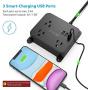 Power Strip with USB, TROND Wall Mountable Outlet Extender with 3 Widely Spaced Outlets and 3 USB Ports, Flat Plug, 4.5ft Extension Cord, for Home Office Nightstand, Black