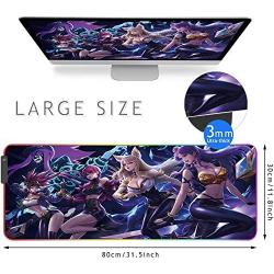 RGB Gaming Mouse Pad Extended Soft Computer Keyboard Mat, Waterproof Keyboard Mouse pad Large Size(31.49'' x 11.81'' x 0.15'') Non-Slip Rubber Base for Gaming, Office Work (80x30 huligirl)