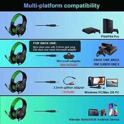 Karvipark H-10 Gaming Headset for Xbox One/PS4/PS5/PC/Nintendo Switch|Noise Cancelling,Bass Surround Sound,Over Ear,3.5mm Stereo Wired Headphones with Mic for Clear Chat