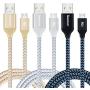 USB Cords(6ft), iSeekerKit 3 Pack High Charging Speed USB 2.0 A Male to Micro Nylon Braided Cords with Aluminum Connector Compatible for Android, Galaxy s6 s7 and More(Silver&Golden&Black)