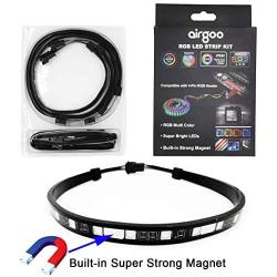 PC RGB LED Strip Light, Black Silicone Housing Magnetic PC Case Lighting, 2PCS Strips 42LEDs for 12V 4-Pin RGB LED Header, for ASUS Aura RGB, MSI Mystic Light, ASROCK Aura RGB, Gigabyte RGB Funsion