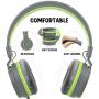 AILIHEN I35 Kid Headphones with Microphone Volume Limited 85dB Children Girls Boys Teen Lightweight Foldable Wired Headset for School Online Course Chromebook Cellphones Tablets (Grey/Green)