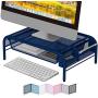 NEATERIZE Monitor Stand for Desk - Metal Monitor Stand Riser and Laptop Desk Stand with Organizer - Desktop Computer Stand and Monitor Riser Stand for Desk with Drawer - Improves Airflow - (Navy)