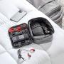 mDesign Fabric Travel Electronic Accessories Bag Organizer with Easy-Pull Zipper/Handle, Water-Resistant, Front Pocket - Holds Cords, Smart Phones, Earbuds, Batteries, Chargers, Travel Sizes - Gray