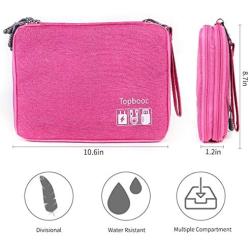 Universal Electronics Accessories Organizer, Waterproof Portable Cable Organizer Bag,Travel Gear Carry Bag for Cables (L, Black) (Pink, L)