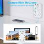 USB Wall Outlet, Surge Protector with 6 Outlet Extender 6 USB (USB-C 3.1 A 2 USB-A), Multi Plug Outlet Extender, USB Wall Charger, Wall Plug Adapter with Phone Holder for Office Home