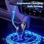 Flowing LED Magnetic Charging Cable 【3Pack,3.3ft,3.3ft,6.6ft】360°&180° Rotation Magnetic Phone Charger Cable 3 in 1 USB C,Micro USB Cable Compatible with iProduct