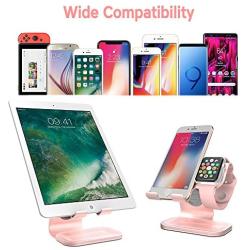 Apple Watch Stand, Apple Watch Charging Stand Station Dock, ZVEdeng 2 in 1 Universal Stand Holder for iPhone 12 Pro Max/12/12Pro/12 Mini Apple Watch Both 38mm-42mm (Rose Gold-Leather)