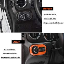 Front Light ABS Decor Cover Trim Interior Accessories Headlight Switch Button Trim for Jeep Wrangler JL JLU Gladiator JT 2018-2021 (Orange)