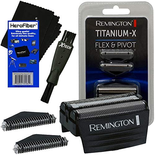 Remington Shaver Screens and Cutters Replacement Heads (SPF300) + Double Ended Shaver Brush + HeroFiber Cleaning Cloth Compatible with Remington F4900, F5800, F7800, F7805 Electric Razor for Men