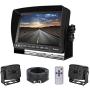 Dual Backup Cameras and Monitor Kit Wired for Van, RV, Semi Truck, 2 Upgraded 175º Wide View Infrared Waterproof Rear View Cams with 7 Inch Adjustable Display