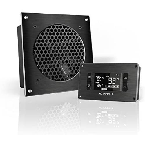 AC Infinity AIRPLATE T3, Quiet Cooling Fan System 6'' with Thermostat Control, for Home Theater AV Cabinets