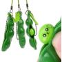 iMagitek 3 Pcs Fidget Toy Set, Squeeze-a-Bean Soybean Stress Relieving Playful Charms Extrusion Edamame Pea Keychain for Mobile Phones and Keys - Green