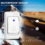 Wireless Doorbell Kit, 2 Plug-in Receivers, 2 Transmitters, 1300ft Range, 58Chimes, 4Level Sound, LED Indicator, Battery Included, Waterproof, Easy to Install, Silver, for House, Class, Office